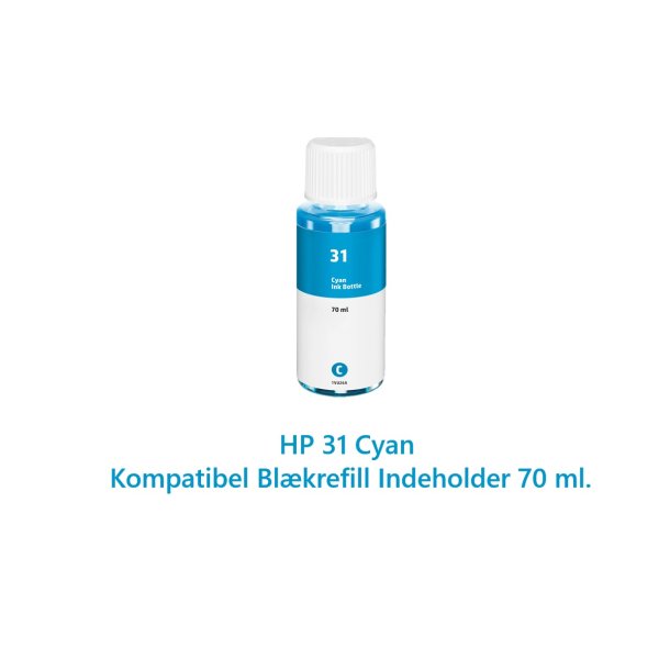 HP 31 Cyan (Bl) kompatibel Blkrefill Indeholder 70ml.