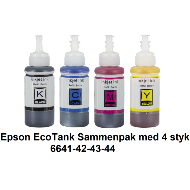 Epson T6641-42-43-44 Sammenpak med 4 styk kompatibel Blkrefill Indeholder 400ml.