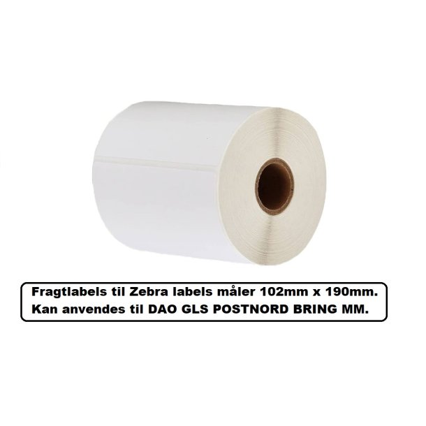Zebra 102mm x 190mm Antal Labels 240 stk. Kan anvendes til forsendelsesetiketter.