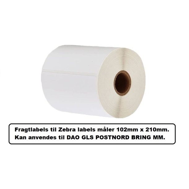 Zebra 102mm x 210mm Antal Labels 210 stk. Kan anvendes til forsendelsesetiketter.