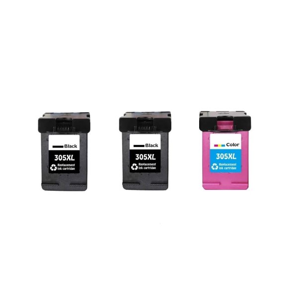 Sampack 2x HP 305XL BK 1x hp 305XL CMY Kompatibel blkpatroner som indeholder hele 52 ml ialt.