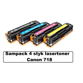 Sampack 4 styk lasertoner Canon 718. Kompatibel printer 11,900 sider v/5%