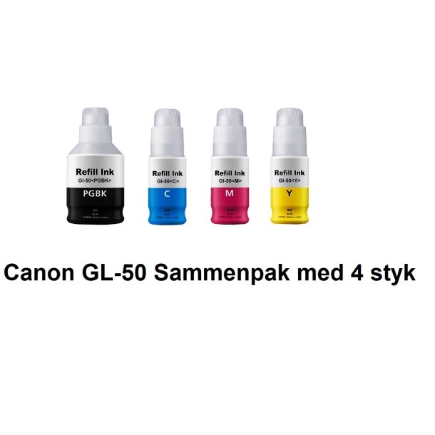 Canon GL 50 Sammenpak med 4 styk kompatibel Blkrefill Indeholder ialt 280ml.