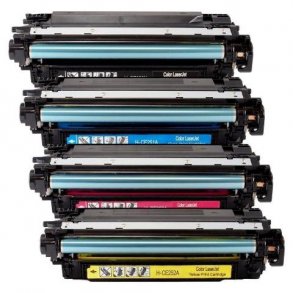 Sampack Med 4styk HP Lasertoner CE 250 CE251 CE252 CE253 Kompatibel med HP504 print 15600 sider v/5%