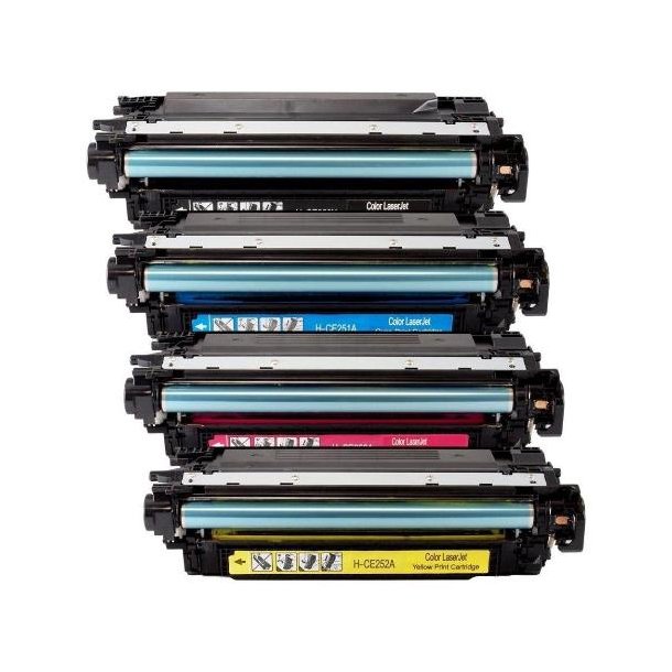 Sampack Med 4styk HP Lasertoner CE250 CE251 CE252 CE253 Kompatibel med HP504 print 15600 sider v/5%