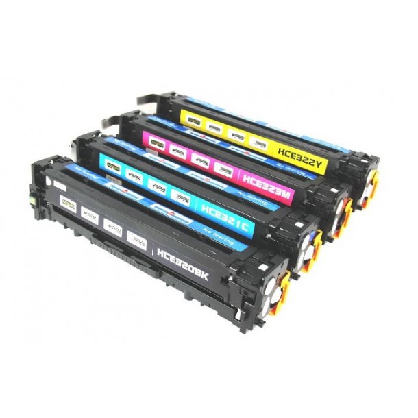 Sampack Med 4styk Lasertoner CE320 CE321 CE322 CE323 Kompatibel med HP128 Print 5900 sider v/5%
