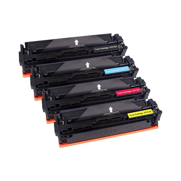 Sampack 4styk lasertoner CF410X-CF411X-CF412X-CF413X printer 21,500 sider v/5%