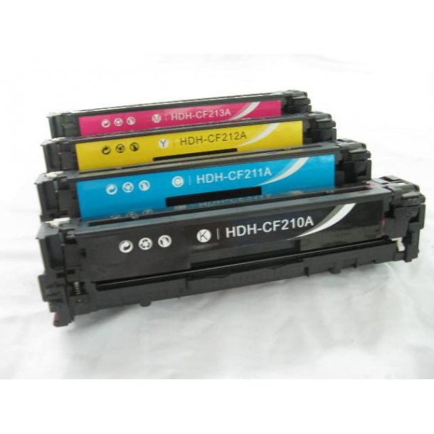 Sampack med 4 styk CF210BK-211C-212M-213Y Kompatibel med HP131. printer 7800 sider v/5%.