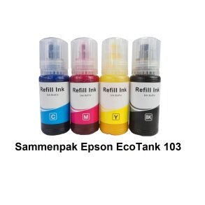 Sammenpak med 4 styk Epson 103 BK-c-m-y er kompatibel Blkrefill Indeholder ialt 280ml.