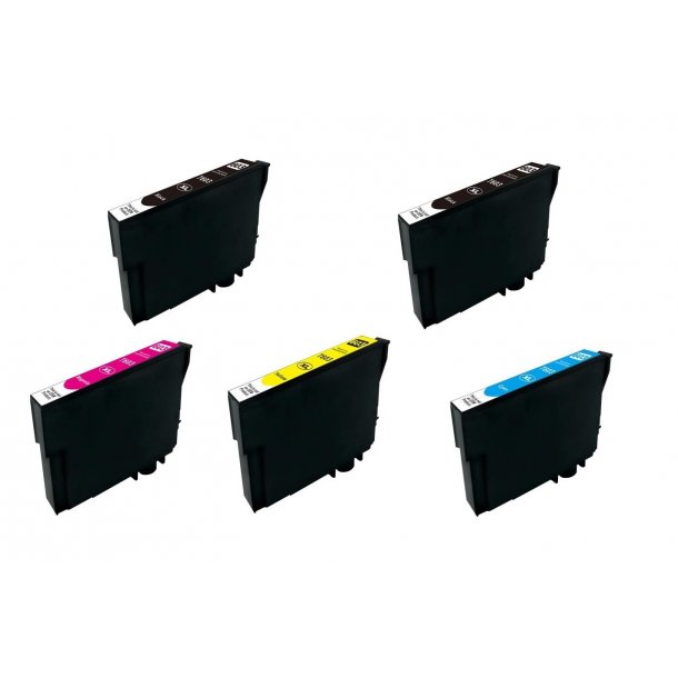 Sampack med 5 styk Epson 603XL kompatibel blkpatroner indeholder hele 62ml ialt.
