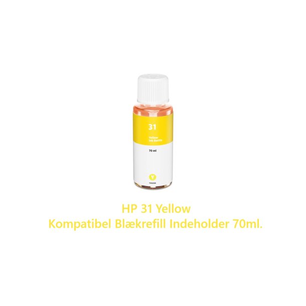 HP 31 Yellew (gul) kompatibel Blkrefill Indeholder 70ml.