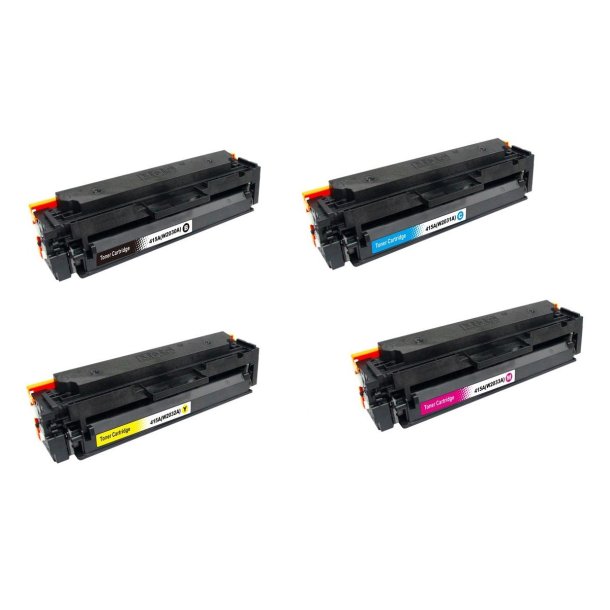 Sampack med 4styk Hp 415A/W2030-1-2-3A lasertoner er Kompatibel med Hp Original 415A UDEN chip.