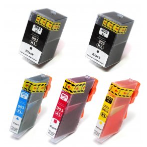 HP 903XL Sampack med 5 styk Kompatible blkpatroner indhold heleialt 116,6ml.