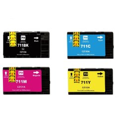 Sampack med 4 styk hp 711 bk-c-m-y Kompatible blkpatroner indhold ialt 159 ml.