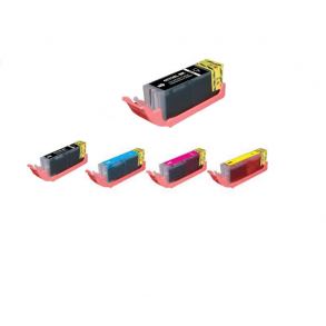 Sampack med 5 styk Canon Pgi 570 XL, Cli 571XL B/C/M/Y. kompatible blkpatroner indeholder 77ml.