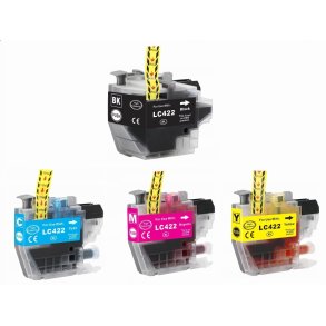  Brother Sampack med 4 styk LC 422XL Kompatibel blkpatron indeholder 114 ml ialt.