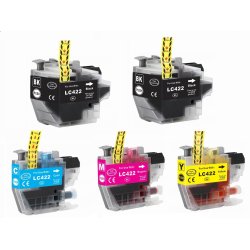  Brother Sampack med 5 styk LC 422XL Kompatibel blkpatron indeholder 174 ml ialt.