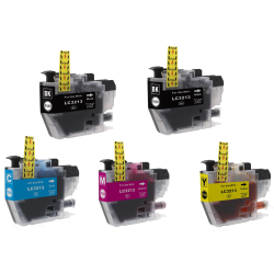 Sampack med 5 styk Brother LC 3213 kompatibel blkpatron indeholder 60 ml.