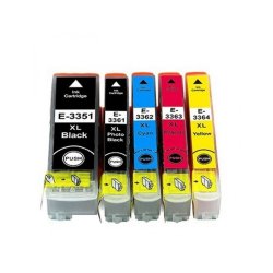 Sampack med 5 stk Epson T3351 T3361 T3362 T3363 T3364 Kompatibel blkpatron indeholder ialt 78ml.