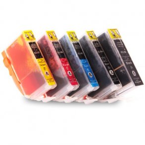 Sampack med Canon PGI 5 BK og CLI 8 B/C/M/Y. Kompatible blkpatroner indeholder 83 ml.