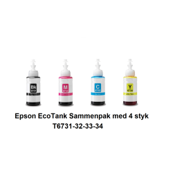  Epson EcoTank T6731-32-33-34  Sammenpak med 4 styk kompatibel Blkrefill Indeholder 280ml