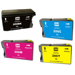 Sampack med 4 styk Lexmark 200/210XL B/C/M/Y. kompatible blkpatroner indeholder 178 ml.