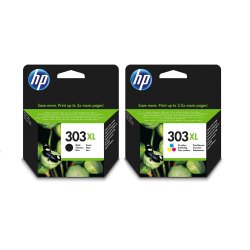 Sampack med 1 styk HP 303XL BK og en hp 303XL CMY originale blkpatroner som indeholder 22 ml.