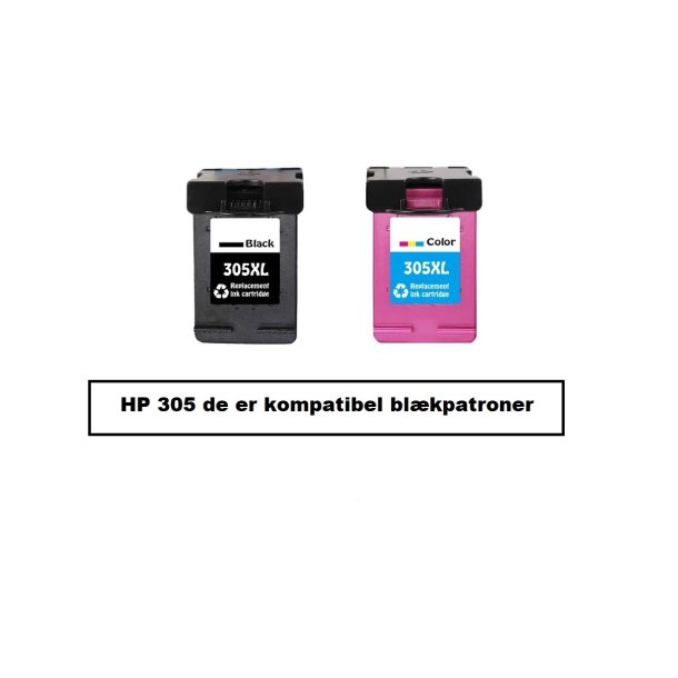 Sampack HP 305XL BK hp 305XL CMY Kompatibel blkpatroner som indeholder hele 35 ml ialt.