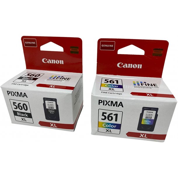 Canon Sampack med 1x pg-560XL BK og 1x cl-561XL CMY originale blkpatron indeholder IALT 26,5.ml.