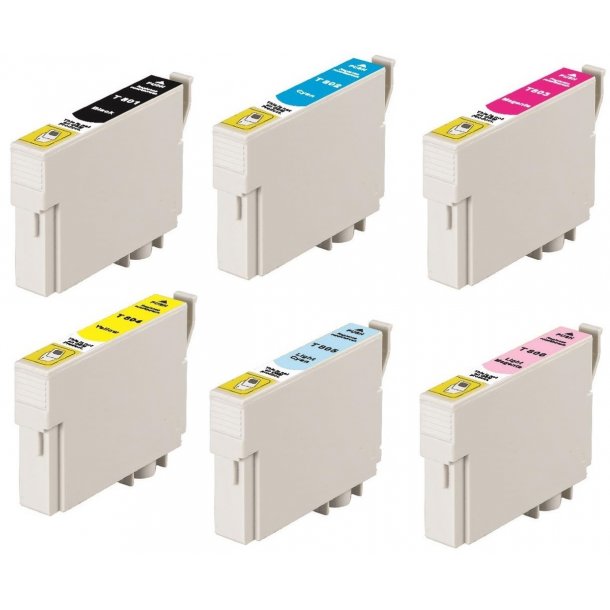 Epson sampack med 1x TO-801,802,803,804,805,806. Erstatter Epson T0801,2,3,4,5,6. indeholder 6 x 12ml ialt 72 ml.