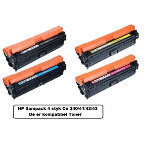 HP651A Sampack med 4 styk CE 340/41/42/43 Lasertoner Kompatibel med HP 651A Printer 61500 sider v/5%