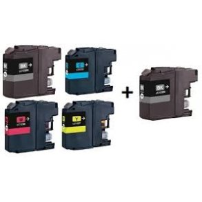 Sampack med 5 styk Brother LC 127/LC125 kompatible blkpatroner indeholder 105 ml.