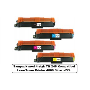  Brother Sampack 4 styk TN 248 BK-C-M-Y Kompatibel printer 4000 v/5%.