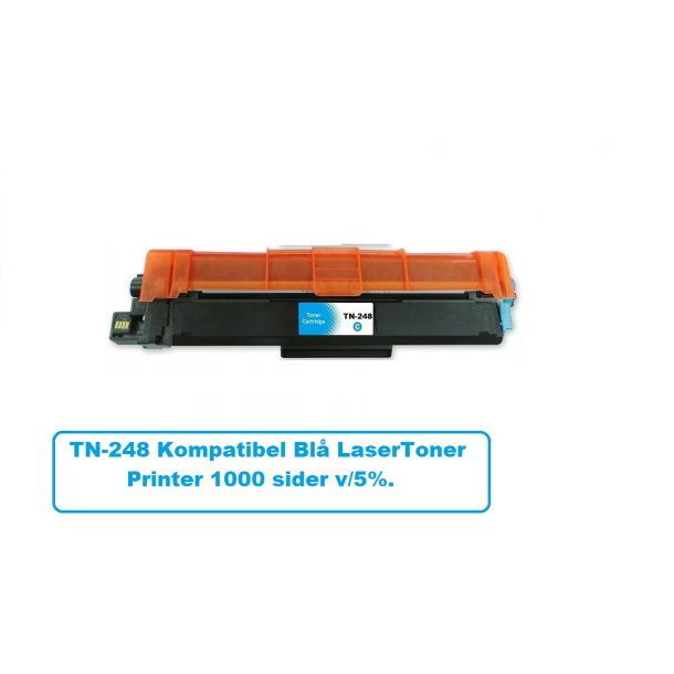 Brother TN 248 Cyan (Bl) 1000 sider v/5% Lasertoner er Kompatibel med Brother TN248.