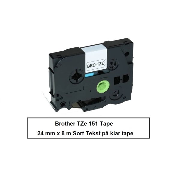 Brother TZe-151 Tape er en kompatible Tape i 24 mm x 8 m Sort tekst p Klar tape.
