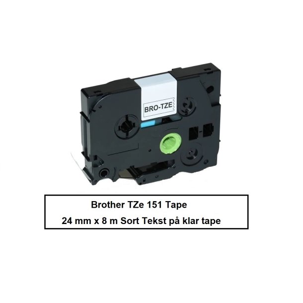 Brother TZe 151 Tape er en kompatible Tape i 24 mm x 8 m Sort tekst p Klar tape.