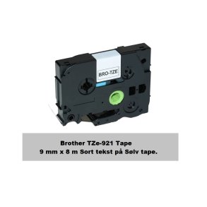 Brother TZe 921 Tape er en kompatible Tape i 9 mm x 8 m Sort tekst p Slv tape.