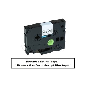 Brother TZe 141 Tape er en kompatible Tape i 18 mm x 8 m Sort tekst p Klar tape.