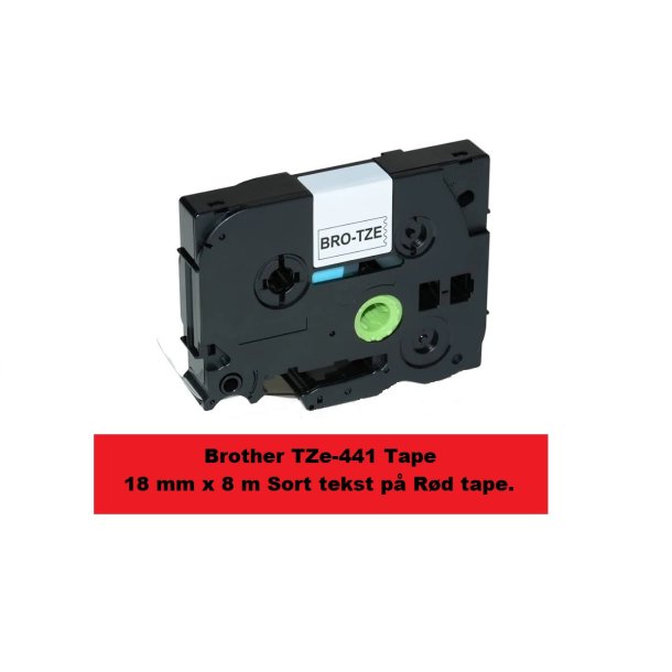 Brother TZe-441 Tape er en kompatible Tape i 18 mm x 8 m Sort tekst p Rd tape.
