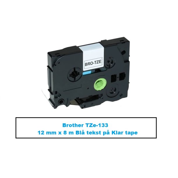 Brother TZe-133 Tape er en kompatible Tape i 12 mm x 8 m Bl tekst p Klar tape.