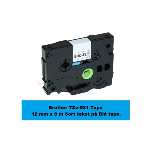 Brother TZe-531 Tape er en kompatible Tape i 12 mm x 8 m Sort tekst p Bl tape.