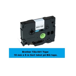 Brother TZe 541 Tape er en kompatible Tape i 18 mm x 8 m Sort tekst p Bl tape.
