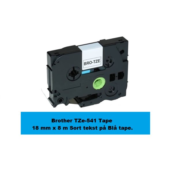 Brother TZe-541 Tape er en kompatible Tape i 18 mm x 8 m Sort tekst p Bl tape.