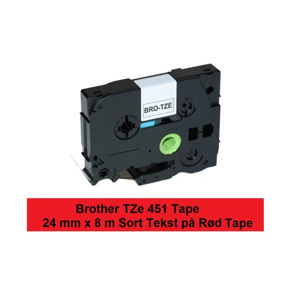 Brother TZe 451 Tape er en kompatible Tape i 24 mm x 8 m Sort tekst p Rd tape.