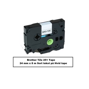 Brother TZe 251 Tape er en kompatible Tape i 24 mm x 8 m Sort tekst p Hvid tape.