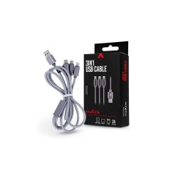 USB kabel 3 i 1 MICRO-USB C -LIGHTNING 2,1A Kablet som er i gr farve.