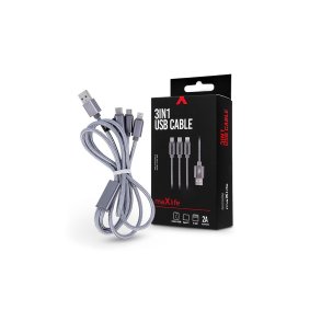 USB kabel 3 i 1 MICRO-USB C -LIGHTNING 2,1A Kablet som er i gr farve.