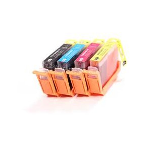 Sampack med Canon BCI 6 BK,C,M,Y. Kompatible blkpatroner indeholder 56 ml.